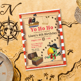 Convite O Aniversário do Rapaz Pirata do Capitão Papagaio