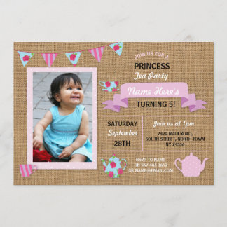 Convite O aniversário do rosa da princesa tea party de