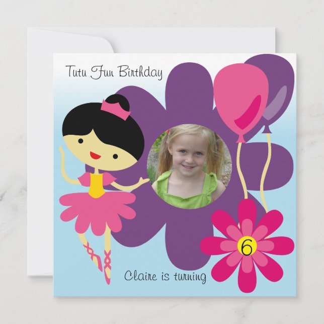 Convite O aniversário feito sob encomenda da bailarina do (Frente)