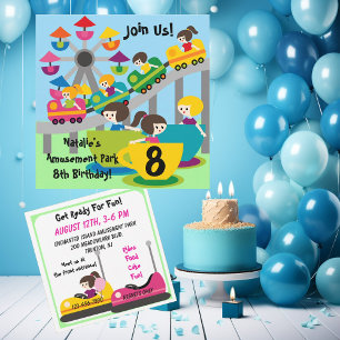 Convite O aniversário personalizado do parque de diversõ