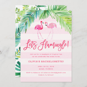 Convite O aniversário tropical ou Bachelorette do flamingo