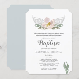 Convite O anjo floral da aguarela legal do pêssego voa o