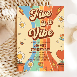 Convite O Arco-Íris 5 é um Aniversário do 5 Vibe Groovy