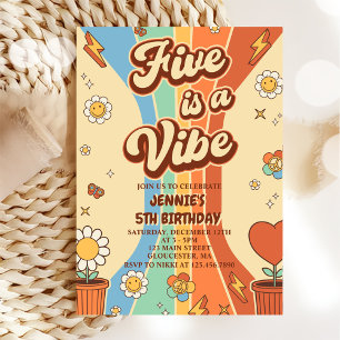 Convite O Arco-Íris 5 é um Aniversário do 5 Vibe Groovy