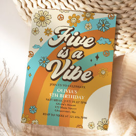 Convite O Arco-Íris 5 é um Aniversário do 5 Vibe Groovy