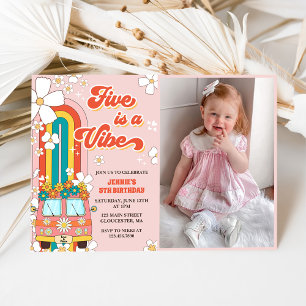 Convite O Arco-Íris 5 é um Aniversário do 5 Vibe Groovy