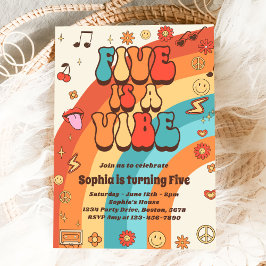 Convite O Arco-Íris 5 é um Aniversário do 5 Vibe Groovy