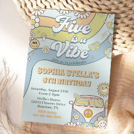 Convite O Arco-Íris 5 é um Aniversário do 5 Vibe Groovy