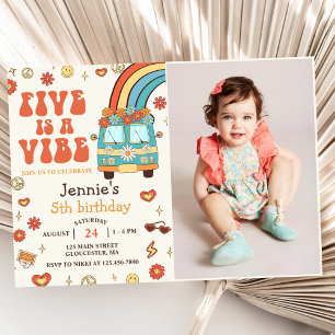 Convite O Arco-Íris 5 é um Aniversário do 5 Vibe Groovy