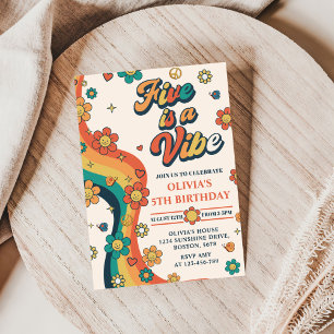 Convite O Arco-Íris 5 é um Aniversário do 5 Vibe Groovy
