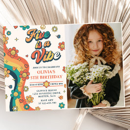 Convite O Arco-Íris 5 é um Aniversário do 5 Vibe Groovy