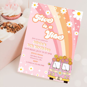 Convite O Arco-Íris 5 é um Aniversário do 5 Vibe Groovy