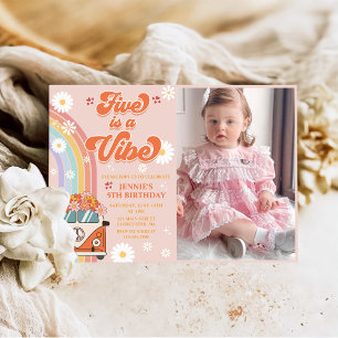 Convite O Arco-Íris 5 é um Aniversário do 5 Vibe Groovy