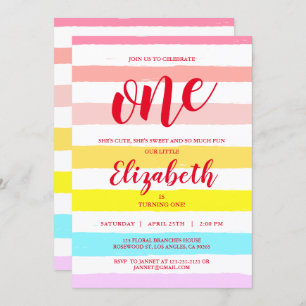 Convite O arco-íris cora aniversário da surpresa da