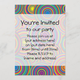 Convite O arco-íris retro circunda o teste padrão