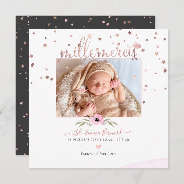 Convite O Arquivo de Naissance de Remessa Les etoiles d'or (Frente/Verso)