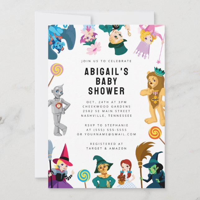 Convite O Assistente do Chá de fraldas de Caracteres Oz (Frente)