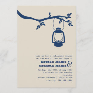 Convite O azul fora/jantar de ensaio de acampamento