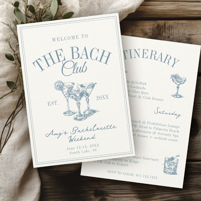 Convite O Bach Club Vintage Bachelorette Ititerary (Criador carregado)