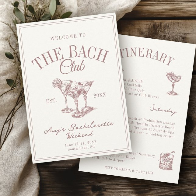 Convite O Bach Club Vintage Bachelorette Ititerary (Criador carregado)