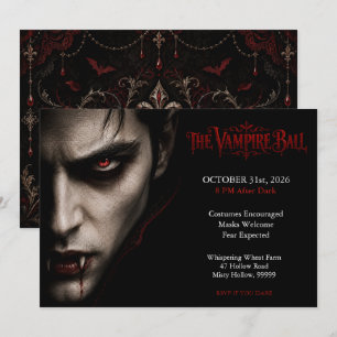 Convite O Baile de Vampiros Festa de Halloween Gótica