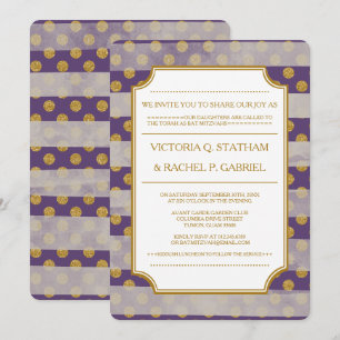 Convite O bastão roxo Mitzvah do encanto do brilho convid