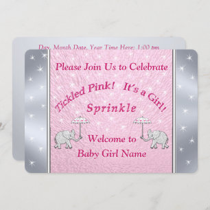 Convite O bebé cor-de-rosa agradado feito sob encomenda