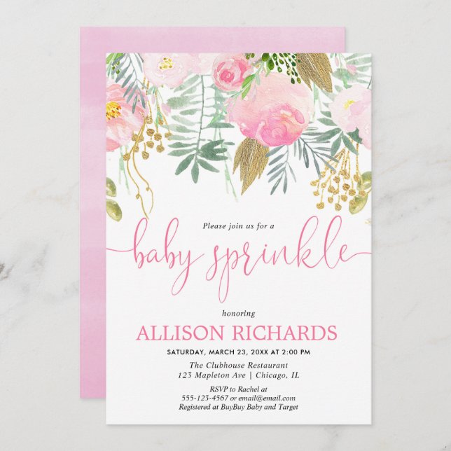 Convite O bebê da menina polvilha as hortaliças (Frente/Verso)