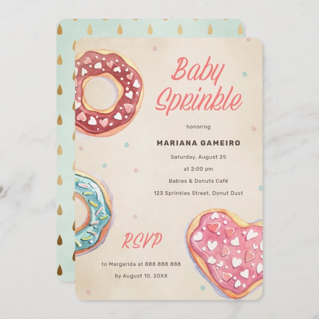 Convite O bebê da rosquinha polvilha moderno simples (Frente/Verso)