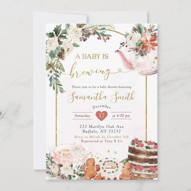 Convite O Bebê de chá de Natal de inverno está criando um  (Frente)