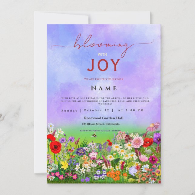 Convite O bebê de flor selvagem no sangue é neutro (Frente)