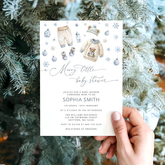 Convite O Bebê De Inverno Fecha Um Pequeno Chá de fraldas  (Criador carregado)