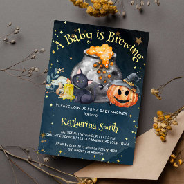 Convite O bebê do chá de fraldas de Halloween está se prep