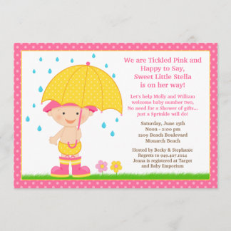 Convite O bebê do guarda-chuva polvilha o rosa do chá