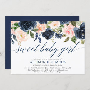 Convite O bebé doce coram e o chá de fraldas da menina d