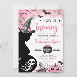 Convite O Bebê Rosa Está A Criar Chá de fraldas De Hallowe