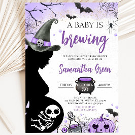 Convite O Bebê Roxo Está Cozinhando Chá de Bebê de Hallowe