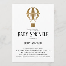Convite O bebê simples polvilha o balão de ar quente