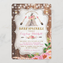 O bebê tribal de Boho polvilha convida o Tipi