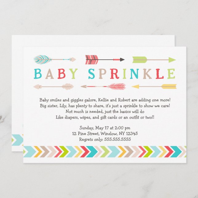 Convite O bebê tribal polvilha o chá neutro do género (Frente/Verso)