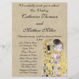 Convite O Beijo de Klimt Creamy Sand Casamento