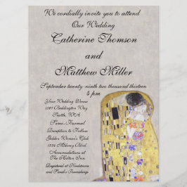 Convite O Beijo de Klimt Wedding White Art Nouveau