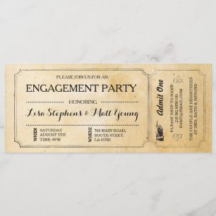 Convite O bilhete da festa de noivado acopla rústico