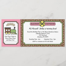 O bilhete de trem convida - rosa & Brown