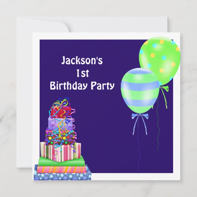 Convite O bolo de primeiro aniversario dos meninos (Frente)