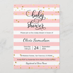 Convite O branco cor-de-rosa bonito listra o chá de