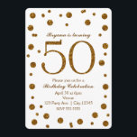 Convite O branco & o brilho Dourado pontilham a 50th festa<br><div class="desc">O branco & o brilho Dourado pontilham 50th 50 convites de festas de aniversários.</div>