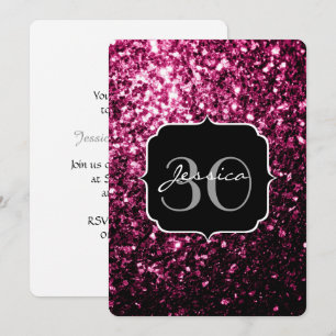 Convite O brilho cor-de-rosa escuro brilha Monograma Convi