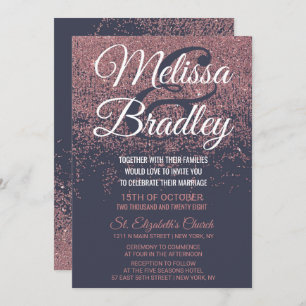 Convite O brilho Dourado cor-de-rosa Sparkles casamento