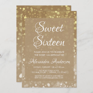 Convite O brilho Dourado da faísca ilumina o aniversário